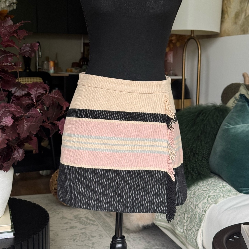 BCBG Max Azria Woven Stripe Mini Skirt